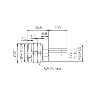 Гнездо произвольной сборки| SAIE-7/8S-4-0.2U-PG11