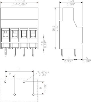 Клемма печатной платы LL 6.35/03/90V 5.0SN BK BX