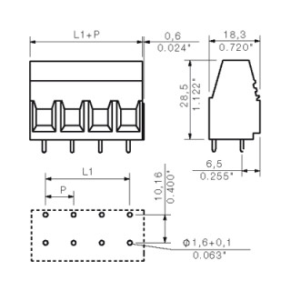 Клемма печатной платы LU 10.16/02/90 4.5SN GY BX PRT