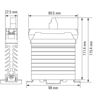 Реле безопасности PSSR 24VDC/1PH AC 25A