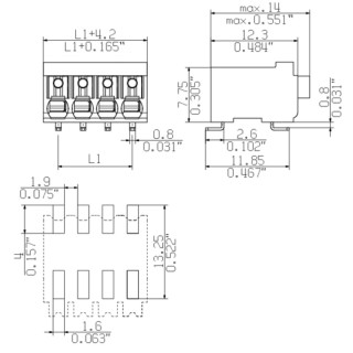 Клемма печатной платы LSF-SMD 3.50/02/90 SN BK RL