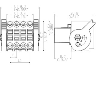 Штекерный соединитель печат B2L 3.50/36/180LH SN OR BX PRT