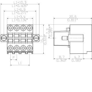 Штекерный соединитель печат B2L 3.50/16/180F SN BK BX PRT