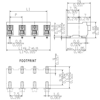 Клемма печатной платы LSF-SMD 7.50/03/90 SN BK RL