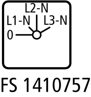 Переключатель вольтметров, 3P + N ,Пол. 0 - PHASE  / N , 45 °, 48х48 мм , переднее крепление