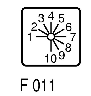 Ступенчатый переключатель, 1P , Iu = 10A, Пол. 1-10 , 30 ° 30x30mm , переднее крепление