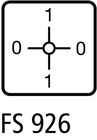 Выключатель , 2P, Ie = 12A , Пол. 0-1-0-1 , 90 °, 48х48 мм , переднее крепление