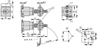 Ступенчатый переключатель, 1P , Ie = 12A , 1-8 Пол. , 45 ° 45x45mm , заднее крепление