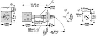 Кулачковый переключатель, 4p , Ie = 63A , Пол. 1-2 , 90 ° 88x88mm , заднее крепление