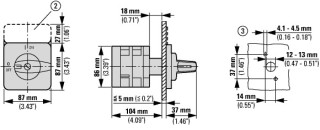 Переключатель полюсов , 3P , Ie = 63A , Пол. 1-0-2 , 45 °, 88x88 мм переднее крепление