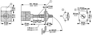 Переключатель полюсов, 2 скорости , 3P , Ie = 63A , Пол. 2-0-1 , 45 °, 88x88 мм заднее крепление