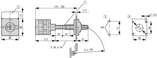 Кулачковый переключатель , 11p , Ie = 80A , 0-1 Пол. , 90 °, 88x88mm , заднее крепление