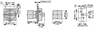 Главный выключатель, 2P, Ie = 12A, красная ручка, 0-1, 90 °