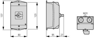 Переключатель управления в корпусе 6P, Ie = 12A, Пол. 2> 0 <1, 45 ° 48х48 мм