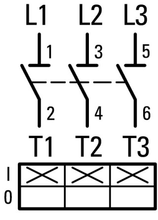 Главный выключатель, + корпус 3P, Ie = 12A, красная ручка, 0-1, 90 °