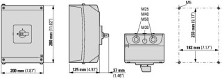 Кулачковый переключатель в корпусе, 2P, Ie = 80A, Пол. 0-1, 90 °, 88x88mm