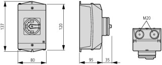 Главный выключатель в корпусе 3P +3 НО, Ie = 12A, красная ручка, 0-1, 90 °