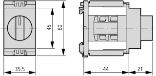 Кулачковый переключатель, 1P Iu = 10А, 1-2 Поз., 90 ° IP30, модульное исполнение