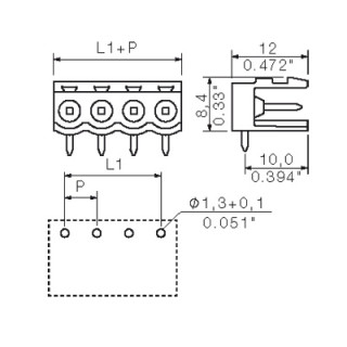 Штекерный соединитель печат SL 5.08 HC/03/90 3.2 AU BK BX CO