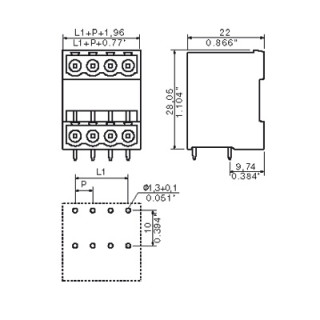 Штекерный соединитель печат SLD 5.00/06/90G 3.2 SN OR BX