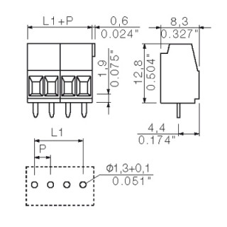 Клемма печатной платы LM 3.50/03/90 3.2SN OR BX