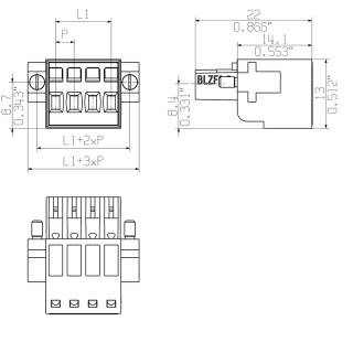 Штекерный соединитель печат BLZF 3.50/03/180F SN OR BX