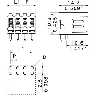 Штекерный соединитель печат S2L 3.50/22/90 3.5AU OR BX