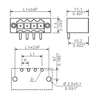 Штекерный соединитель печат SL-SMT 3.50/04/90F 1.5SN BK BX