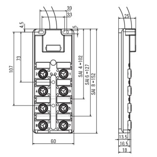 Passive Sensor-Actuator-Int SAI-4-F 4P IDC PUR 10M