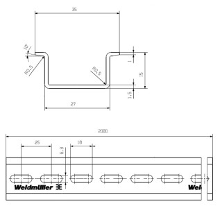 Монтажная планка TS 35X15/6X18 2M/ST/ZN