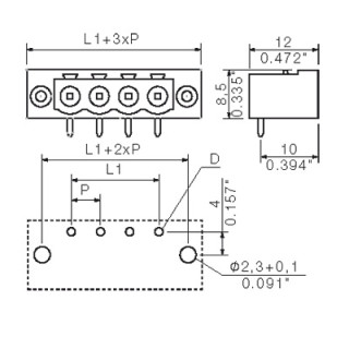 Штекерный соединитель печат SL-SMT 5.08HC/09/90F 3.2SN BK BX