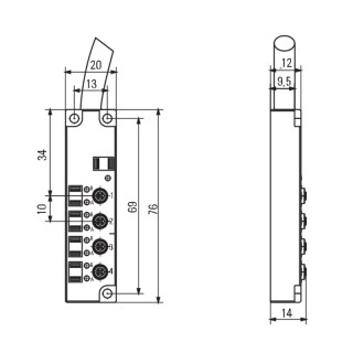 Passive Sensor-Actuator-Int SAI-4-F 3P M5 L10M