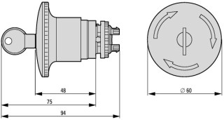 Кнопка аварийной остановки, D = 60мм, отмена ключом, MS1