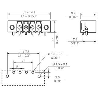 Штекерный соединитель печат SC-SMT 3.81/03/90LF 1.5SN BK BX