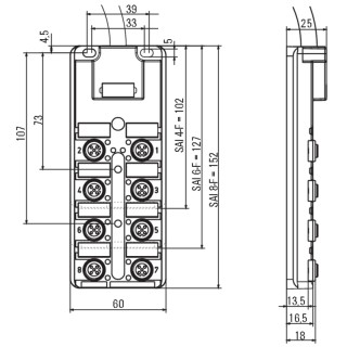 Passive Sensor-Actuator-Int SAI-4-F 4P PUR 10M OL