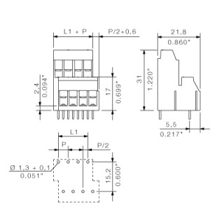 Клемма печатной платы LL2N 5.00/48/90 3.2SN OR BX