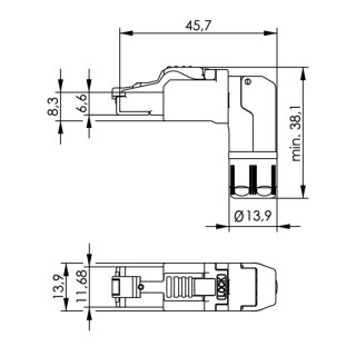 Матрица USB IE-PS-RJ45-FH-90-B-1.6