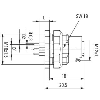 Гнездо произвольной сборки| SAIE-M12B-5-H12TL-M16