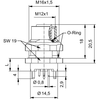 Гнездо произвольной сборки| SAIE-M12B-4S-H6.75TL