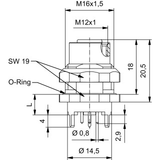 Гнездо произвольной сборки| SAIE-M12BB-4S-H6.75TL