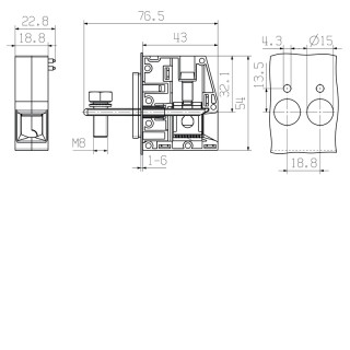 Проходная клемма WGK 50 VP/Z GN/YE BX