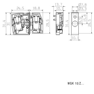 Проходная клемма WGK 10/Z GY BX