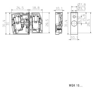 Проходная клемма WGK 10 BK BX