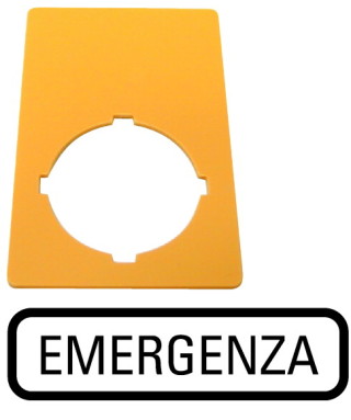 Знак, аварийная остановка , желтый, ГхШ = 50x33mm , EMERGENZA