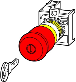 Кнопка аварийной остановки грибовидная, размыкающий контакт, цвет красный