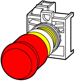 Кнопка аварийной остановки грибовидная, размыкающий контакт, цвет красный