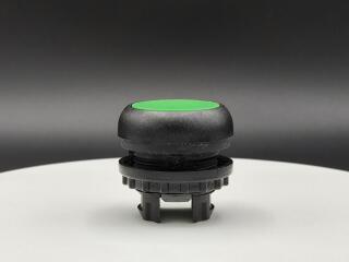 Головка кнопки без фиксации, цвет зеленый, черное лицевое кольцо