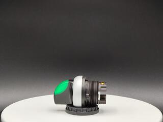 Переключатель с поворотной ручкой 2-х позиционный 40⁰, без фиксации, цвет зеленыйс подсветкой