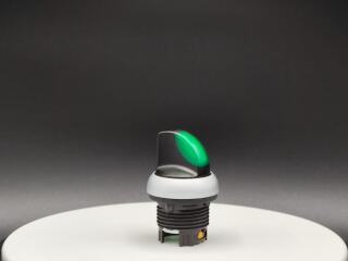 Переключатель с поворотной ручкой 2-х позиционный 40⁰, без фиксации, цвет зеленыйс подсветкой