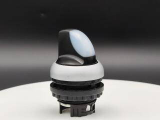 Переключатель с поворотной ручкой 2-х позиционный 60⁰, c фиксацией, цвет белый с подсветкой